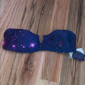 Black Poppy Galaxy Print Bikini Top Strapless